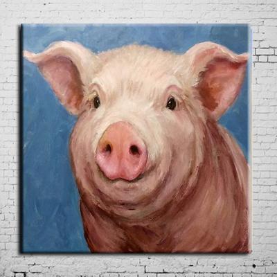 400x400 Hand Painted Pig Oil Painting On Canvas Shop - Painting Pig