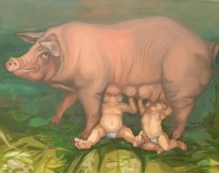240x190 Paintings From Czech Artist For Sale - Painting Pig