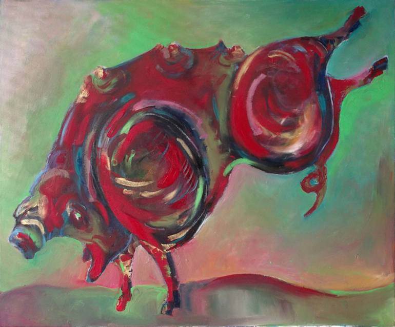 770x638 Saatchi Art Pig Gym Painting By Filomela Bucur - Painting Pig