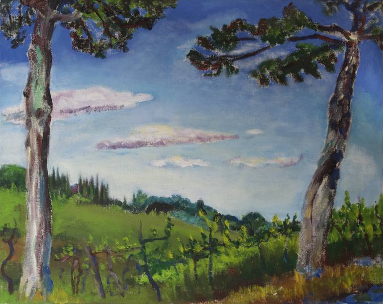 770x612 Saatchi Art Pine Trees In Tuscany Painting By Ragnit Von Mosch - Painting Pine