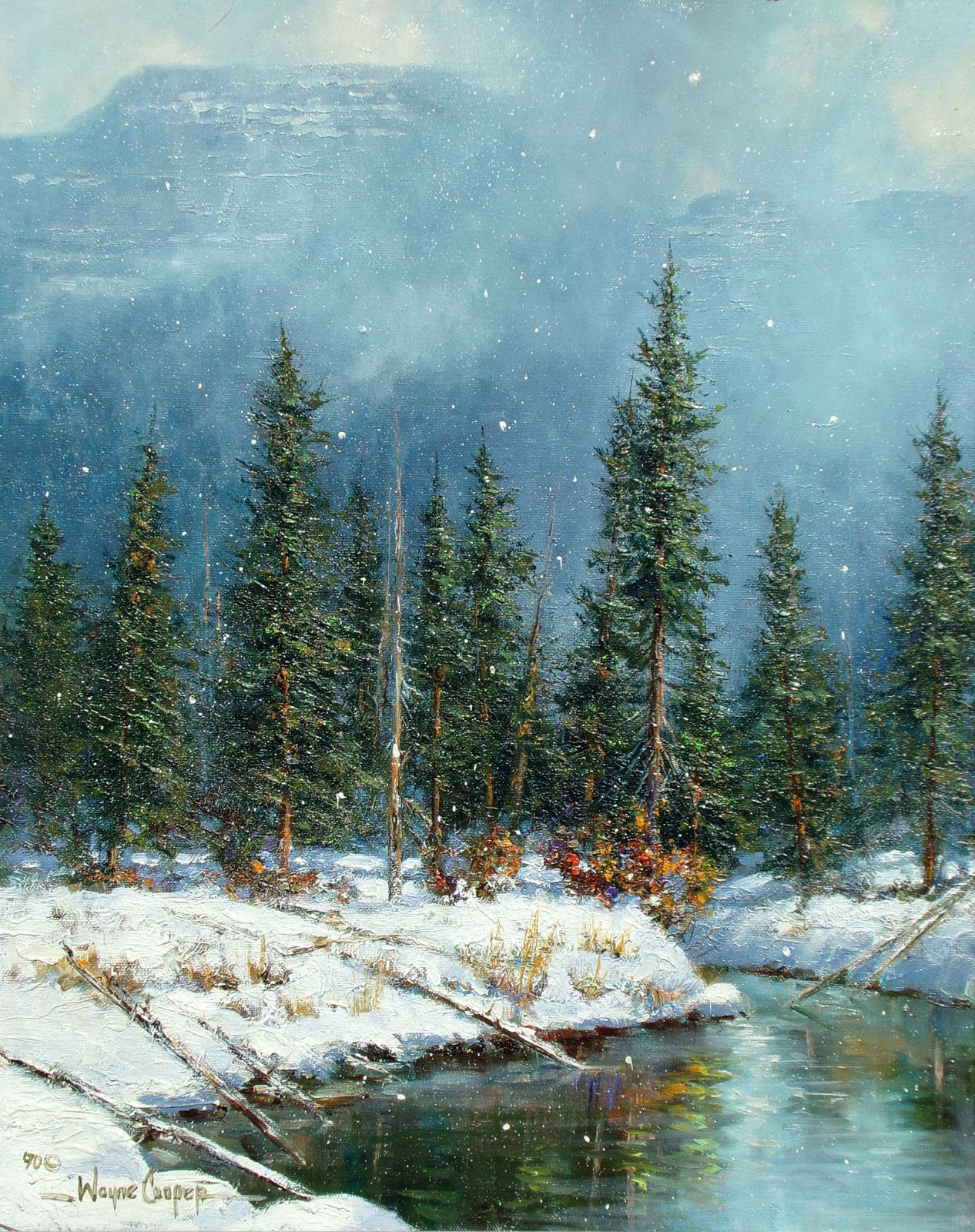 1266x1600 Wayne Cooper Untitled Original Oil Painting On Canvas 1990 Winter - Painting Pine