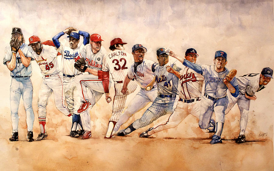 900x561 Pitching Windup Painting By Michael Pattison - Painting Pitchers