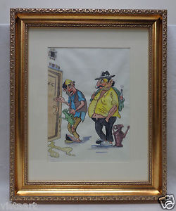 250x300 Sgd Men With Pitchers Watercolor Painting W. Gold Finish Antique - Painting Pitchers