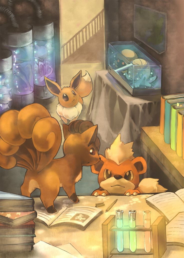 736x1032 Growlithe, Vulpix, And Eevee - Painting Pokemon Online