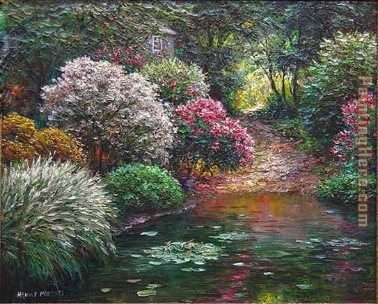 543x437 Henry Peeters Garden Pond Painting Anysize 50% Off - Painting Pond