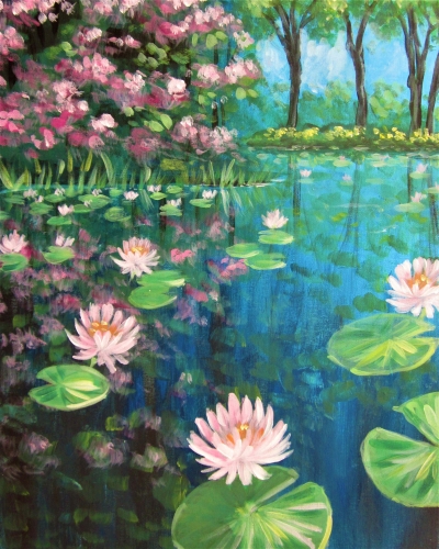 400x500 Lily Pond Reflections 82618 Paint Nite Event - Painting Pond