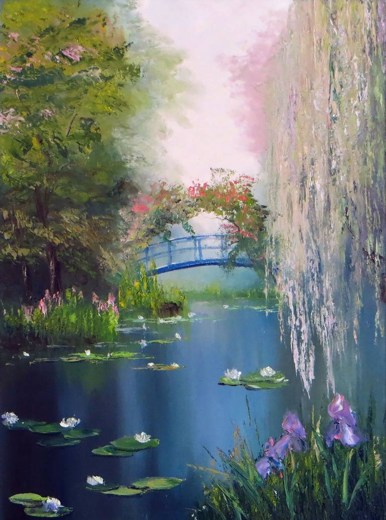770x1037 Saatchi Art Inspired By Monet Overgrown Pond Painting By Elena Lukina - Painting Pond