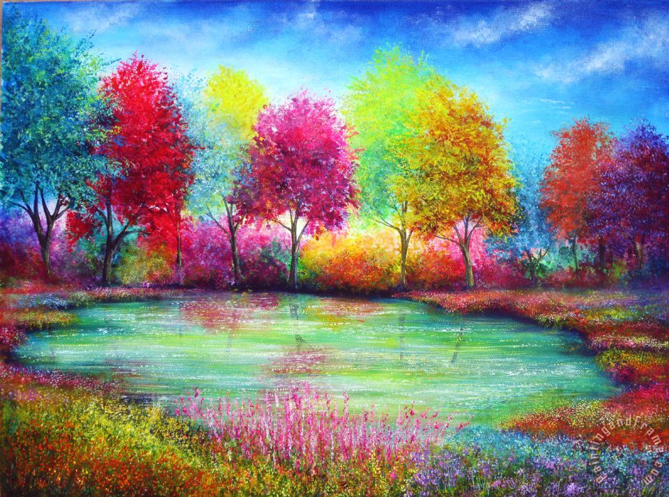 960x713 Collection 9 Paradise Pond Painting - Painting Pond
