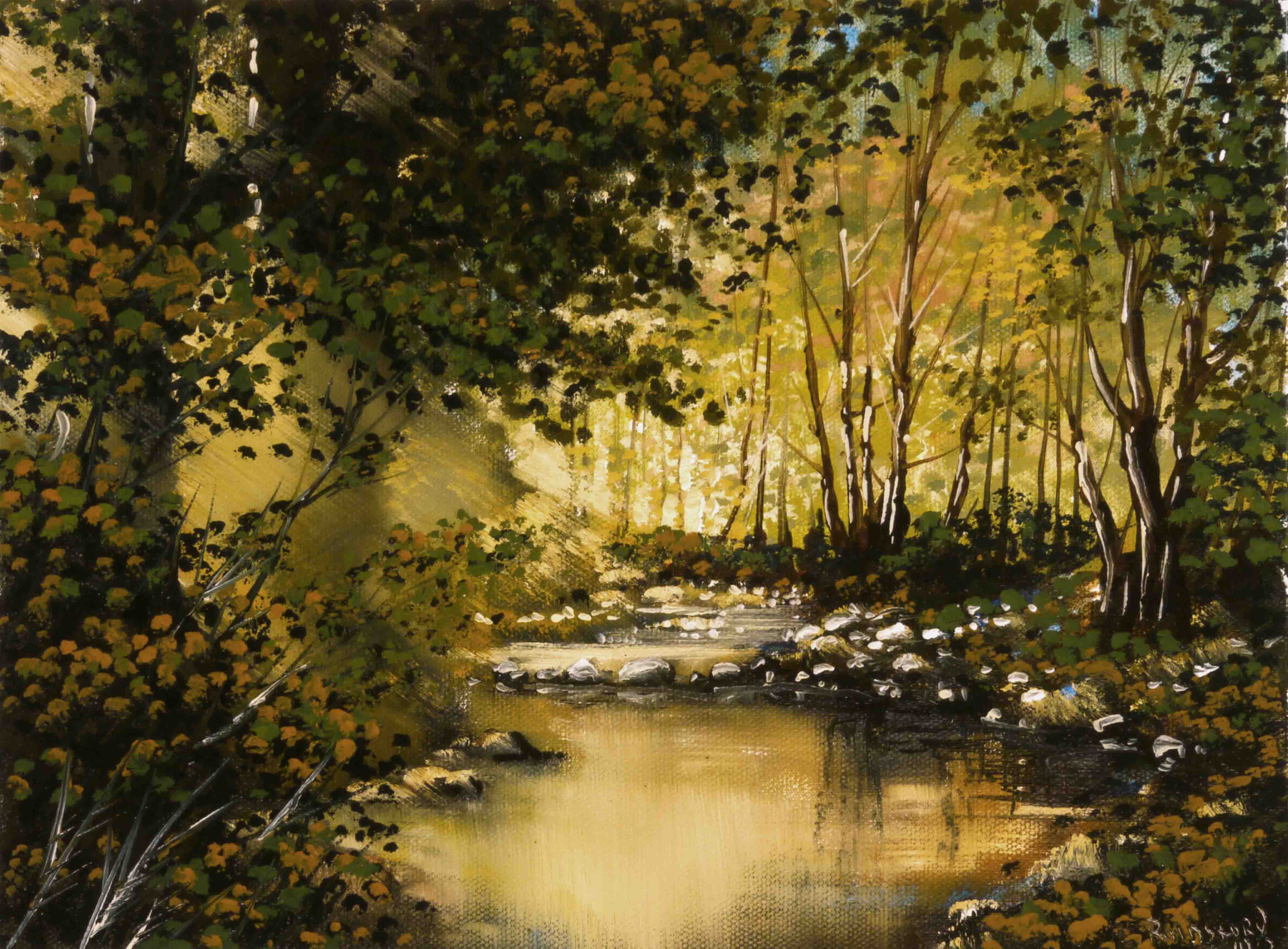 4100x3023 Golden Pond Oil Painting Pictures - Painting Pond