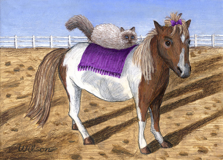 900x643 Pony Lil And Cat Annie Painting By Carol Wilson - Painting Pony