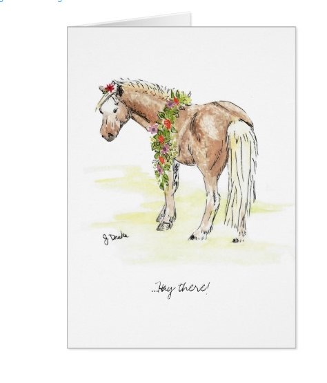 474x554 Whimsical Pony Birthday Greeting Card - Painting Pony