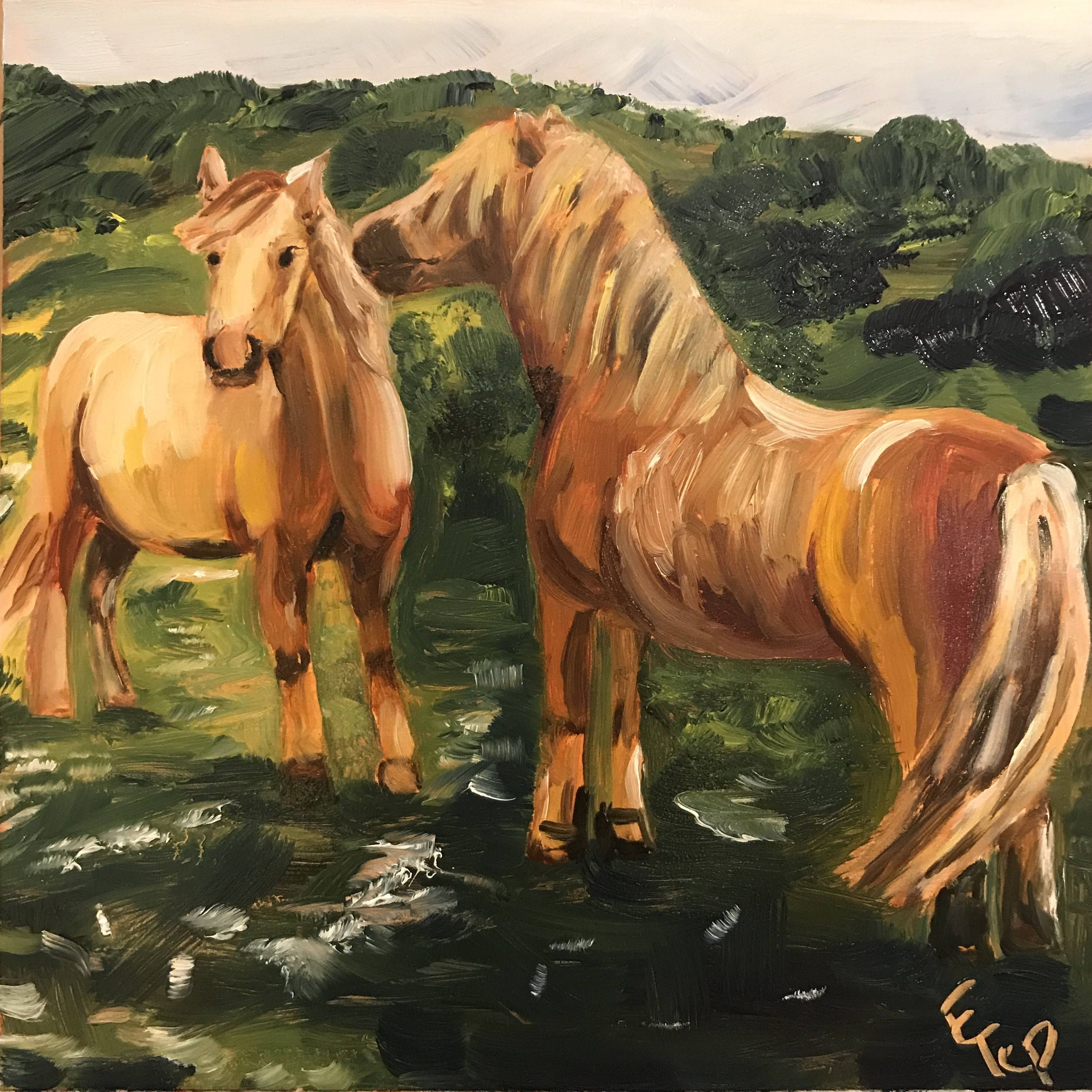 2771x2771 Oil Painting Welsh Ponies - Painting Pony