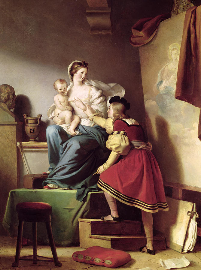 669x900 Raphael Adjusting His Model's Pose For His Painting Of The Virgin - Painting Pose