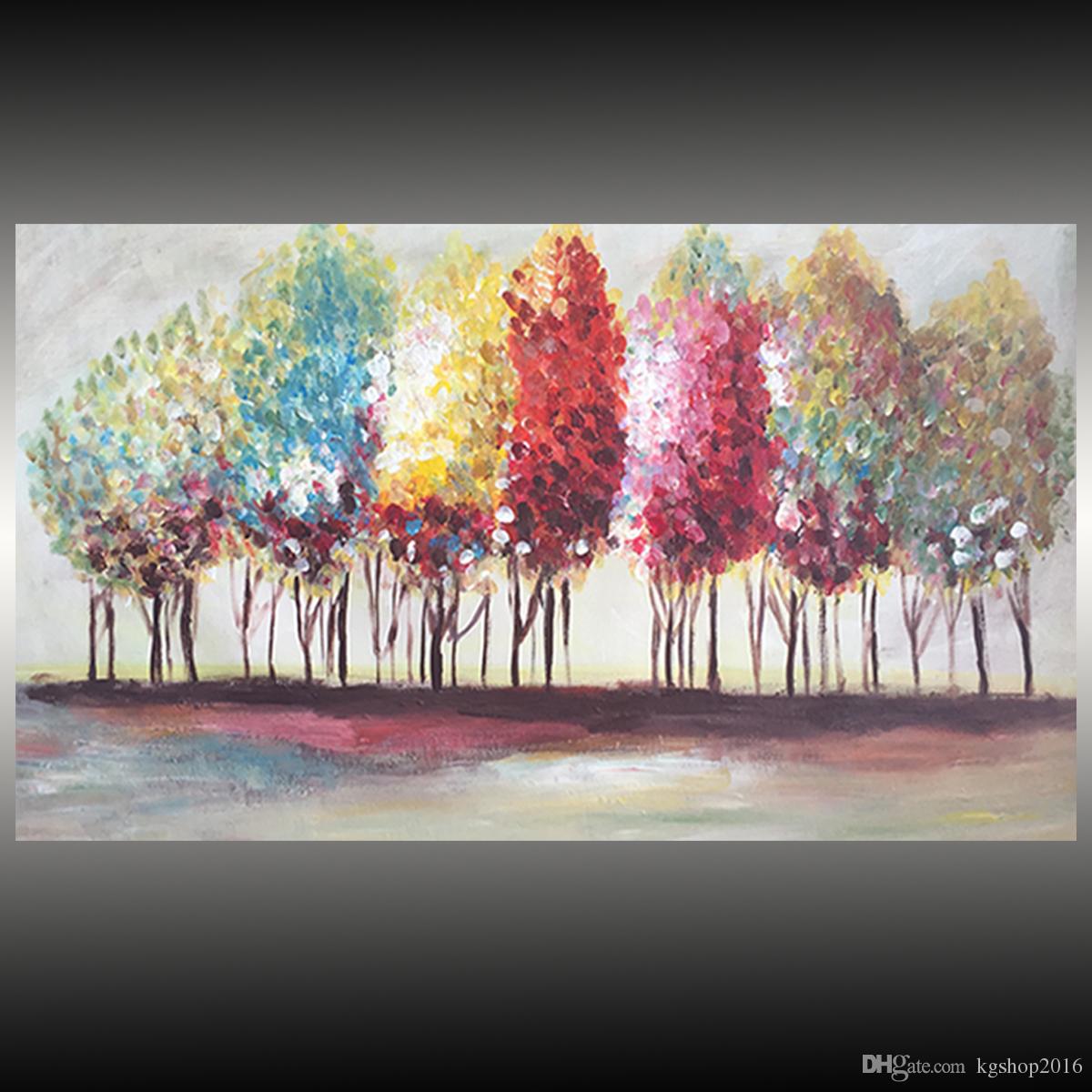 1200x1200 Handmade Multi Color Tree Artwork On Canvas Nice Landscape - Painting Prints On Canvas