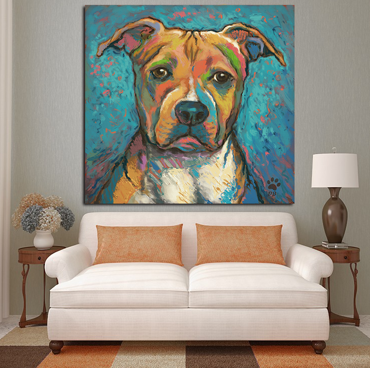 735x732 Pit Bull Abstract Wall Oil Painting Print On Canvas I Need One - Painting Prints On Canvas