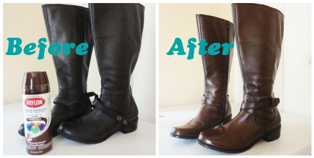 615x310 The Lovely Side Diy Spray Painting Leather Boots - Painting Rain Boots