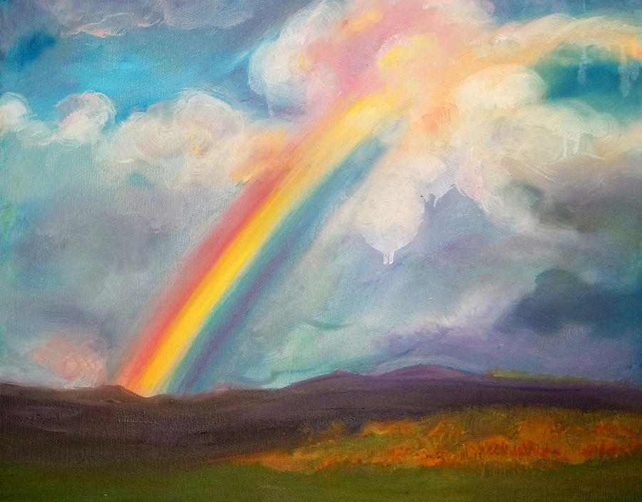 900x704 Somewhere Over The Rainbow Painting By Anne Cameron Cutri - Painting Rainbows
