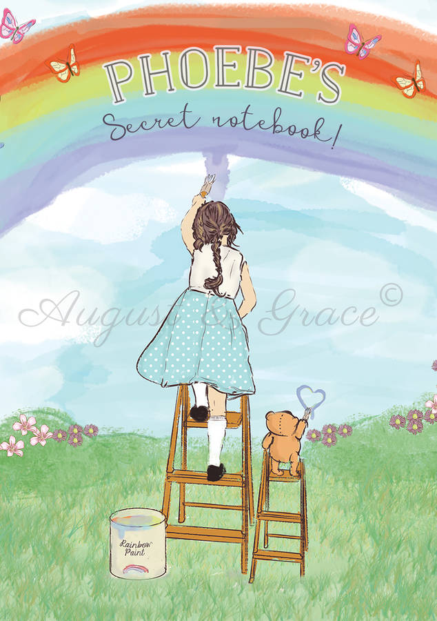 634x900 Girl's Personalised Notebook - Painting Rainbows