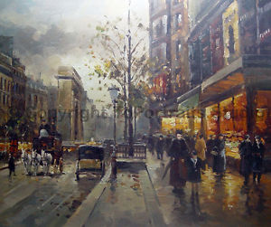 300x251 A Rainy Day In The City, Original Street Scene Oil Painting - Painting Rainy Day