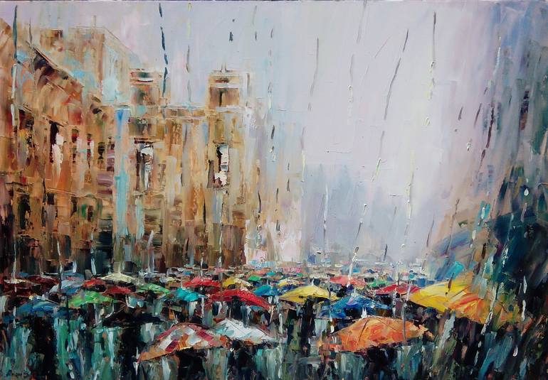 770x535 Saatchi Art Rainy Day(60x80cm, Oil Painting, Ready To Hang - Painting Rainy Day