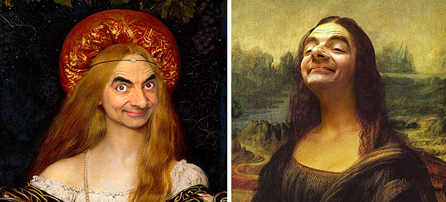 640x290 Caricature Artist Inserts Mr. Bean's Face Into Historic Portraits - Painting Recreations