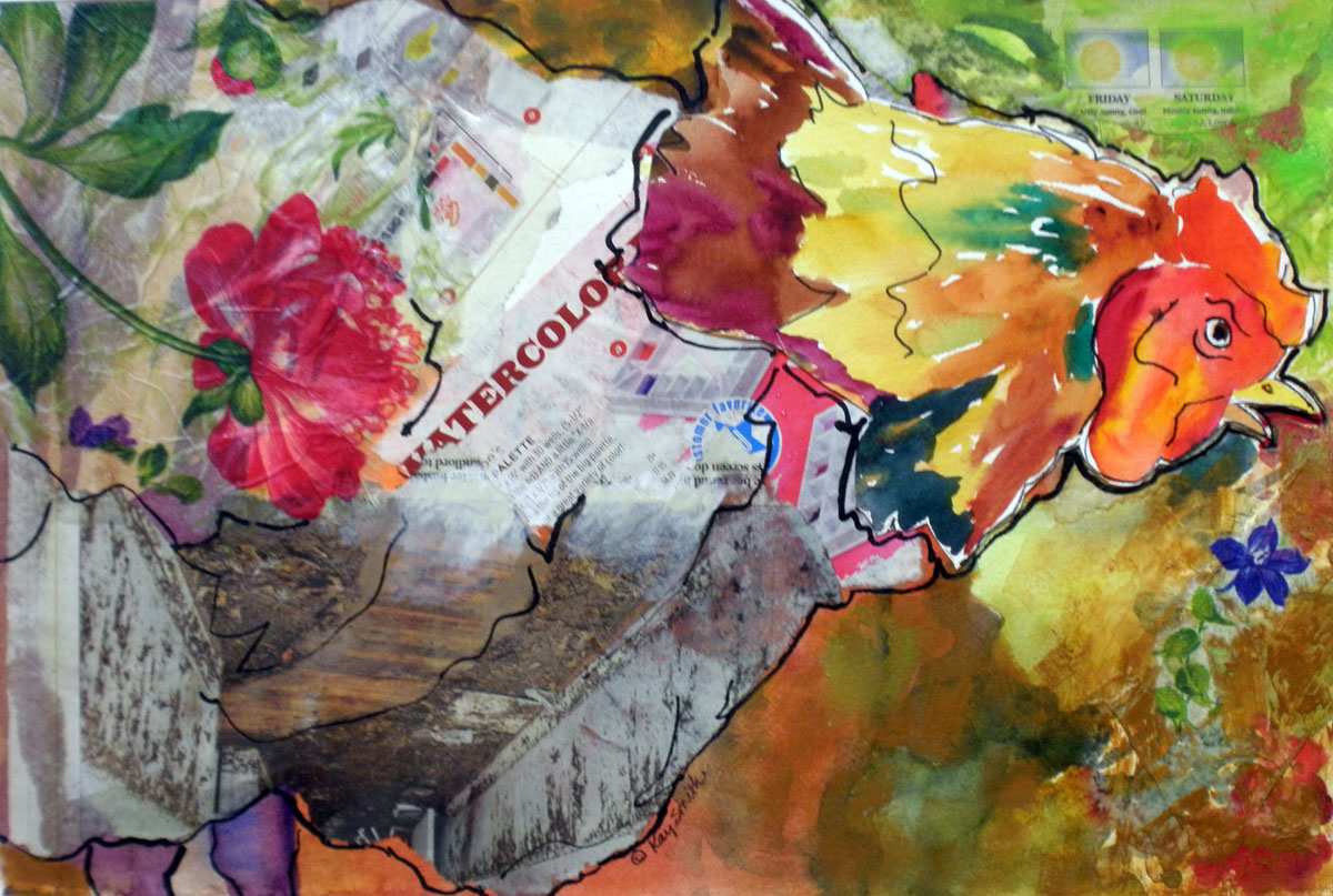 1200x807 Kaysmithbrushworks Retro Rooster Collage - Painting Recycling