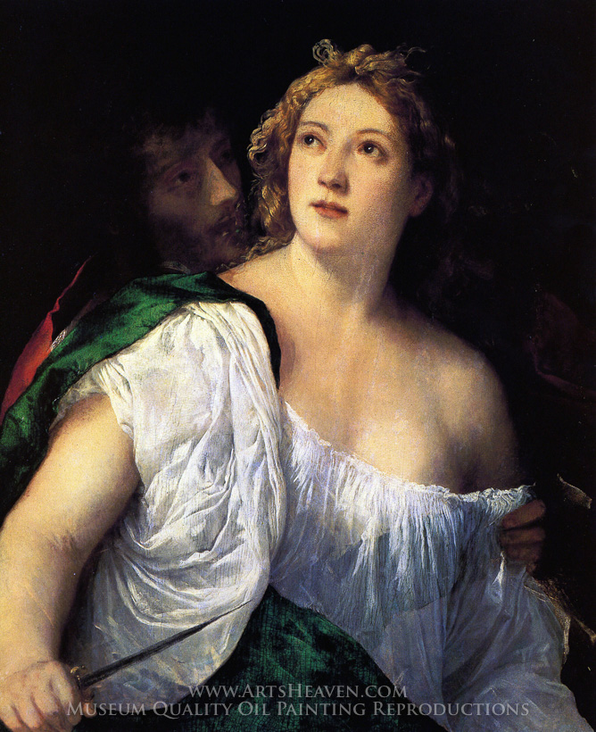 668x820 Reproduction Painting Titian Suicide Of Lucretia, Hand Painted - Painting Reproductions