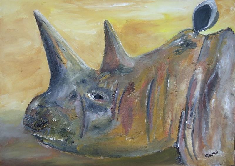 800x564 Increadible Rhino Horn Painting By Peter Nyanjui Mburu - Painting Rhino Horns