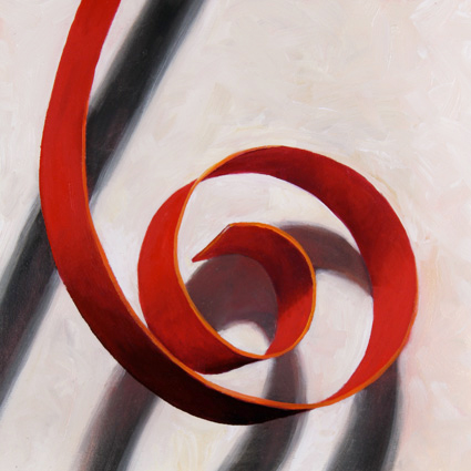 425x425 Red Ribbon Ii Lori C Neill - Painting Ribbon
