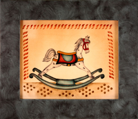 550x474 Rocking Horse Theorem Painting By American Folk Artist Nancy Rosier - Painting Rocking Horse