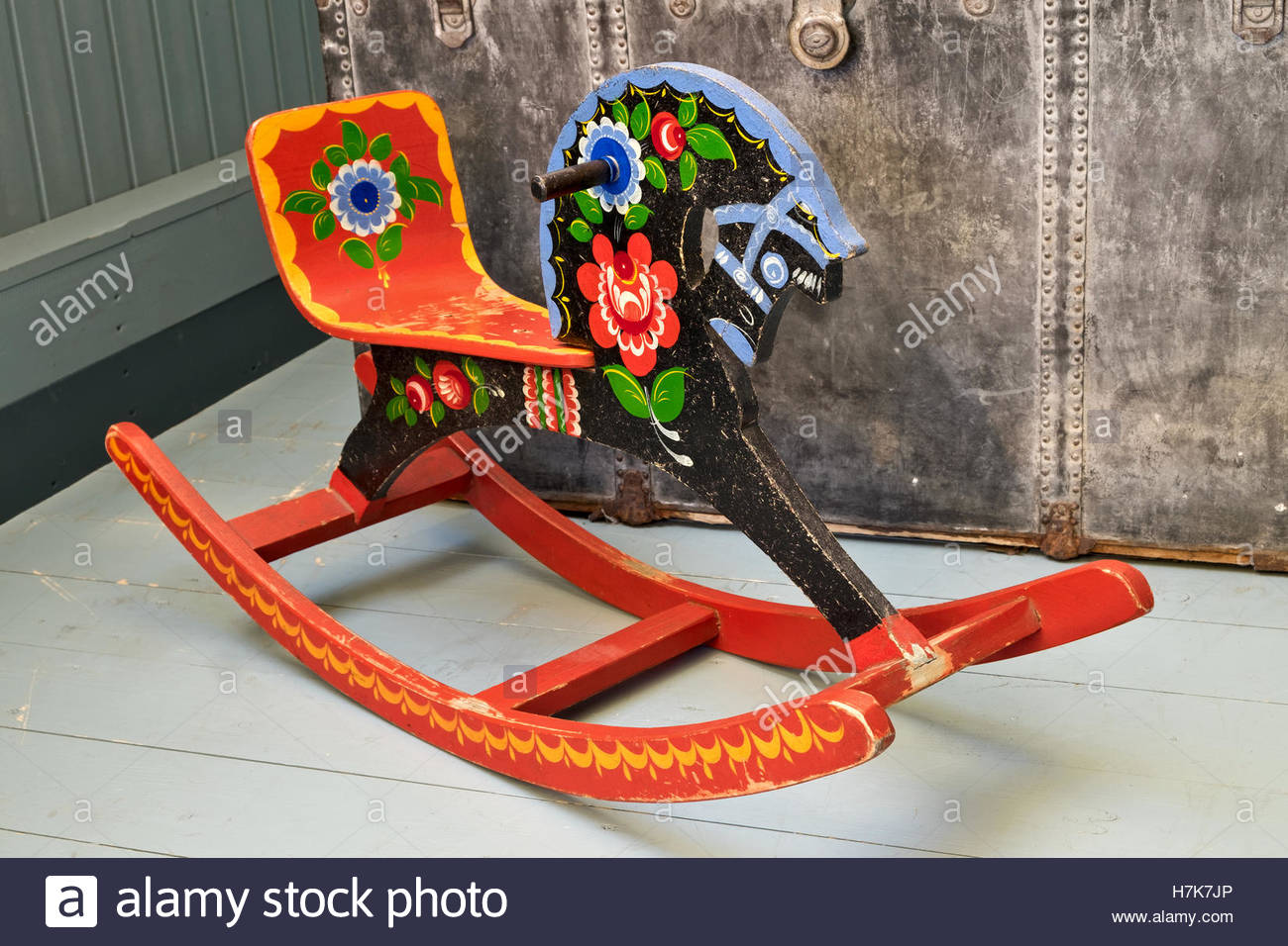 1300x956 Vintage Russian Rocking Horse Khokhloma Painting Stock Photo - Painting Rocking Horse