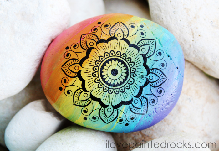 700x482 How To Paint Rainbow Mandala Rocks - Painting Rocks