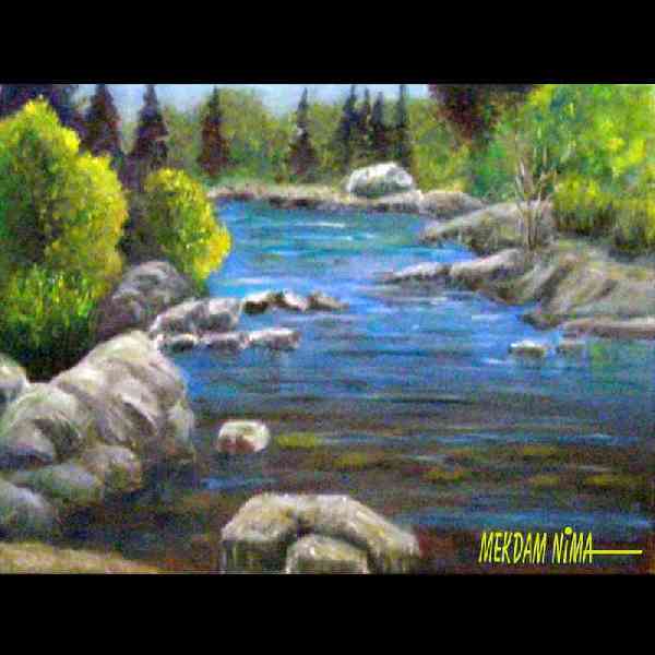 600x600 Rocks In Landscape 1 Oil Painting On Canvas - Painting Rocks On Canvas