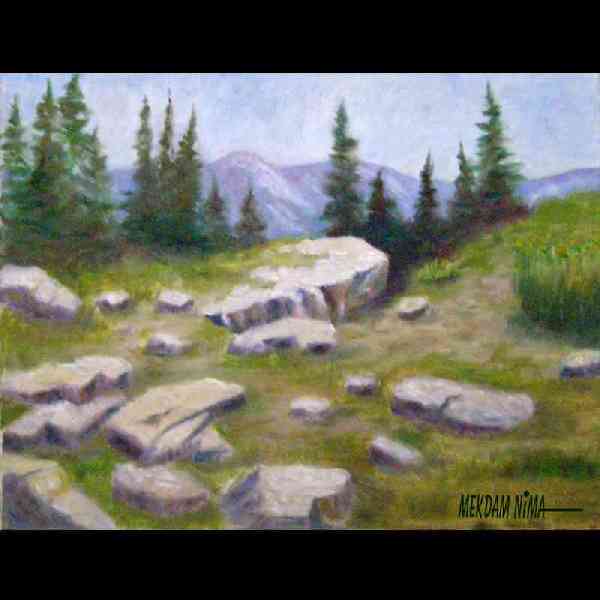 600x600 Rocks In Landscape 2 Oil Painting On Canvas - Painting Rocks On Canvas