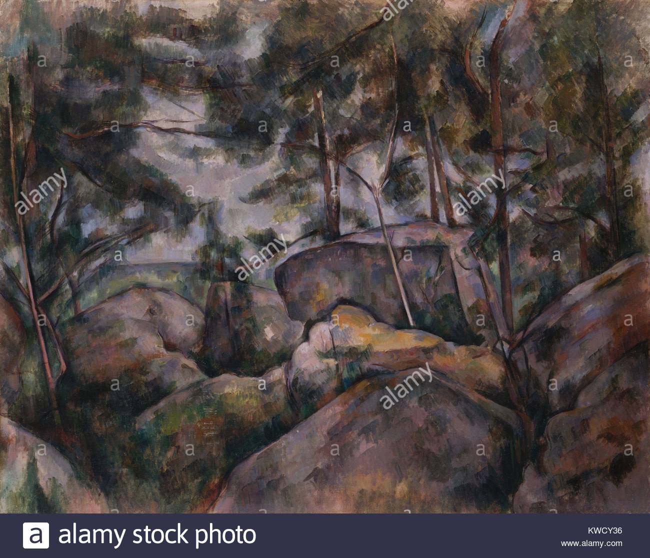1300x1116 Rocks In The Forest, By Paul Cezanne, 1890s French Post - Painting Rocks On Canvas