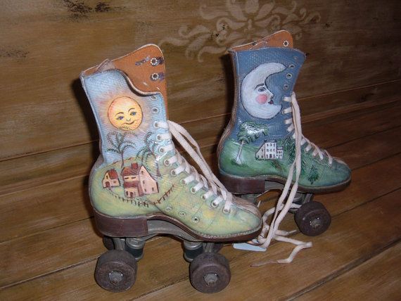 570x428 Hand Painted Ice Skates Custom Pair By Paintingbymichele On Etsy - Painting Roller Skates