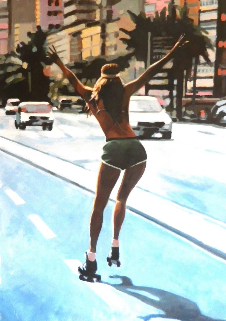 770x1091 Saatchi Art Roller Skatin' Babe Painting By Thomas Saliot - Painting Roller Skates