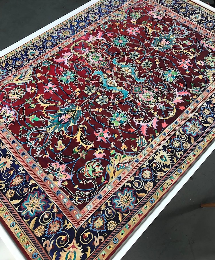 750x906 Contemporary Art Painting Of Intricately Patterned Rugs By Jason Seife - Painting Rug