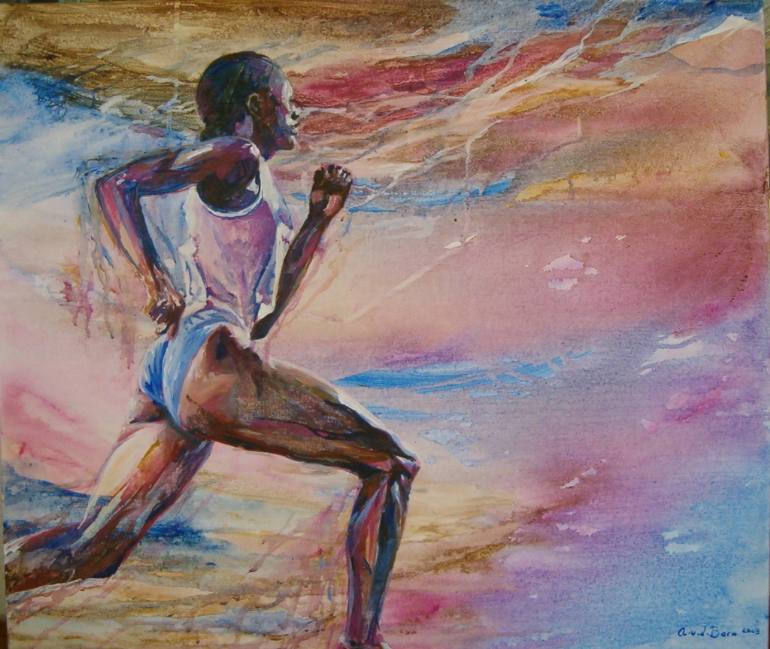 770x649 Saatchi Art Runner, Woman Athlete Painting By Angelique Van Den Born - Painting Runner
