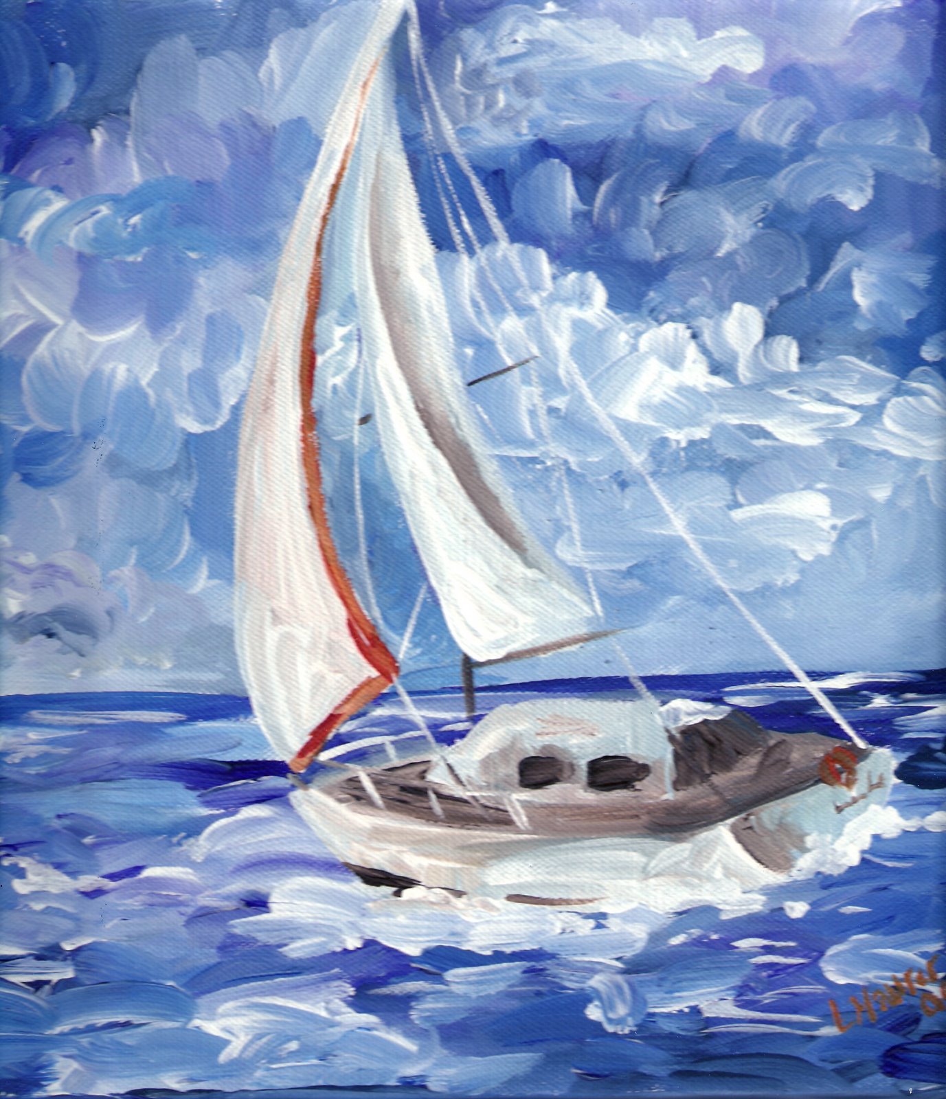 butterfly sailboat painting