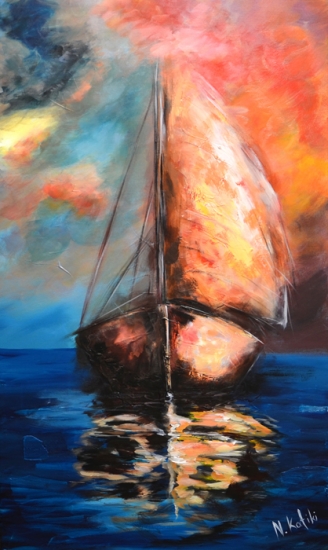 328x550 Boat On Fire - Painting Sailboats In Acrylic