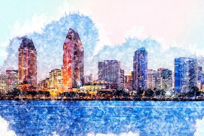 711x474 Painting San Diego Skyline Wall Art - Painting San Diego