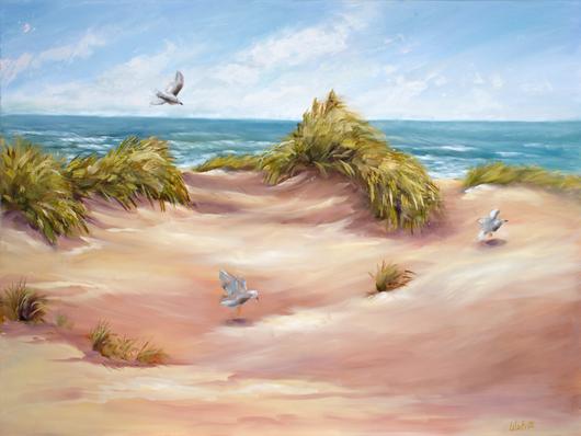530x398 Seagulls And Sand Oil Painting Lake Effect Gallery - Painting Sand