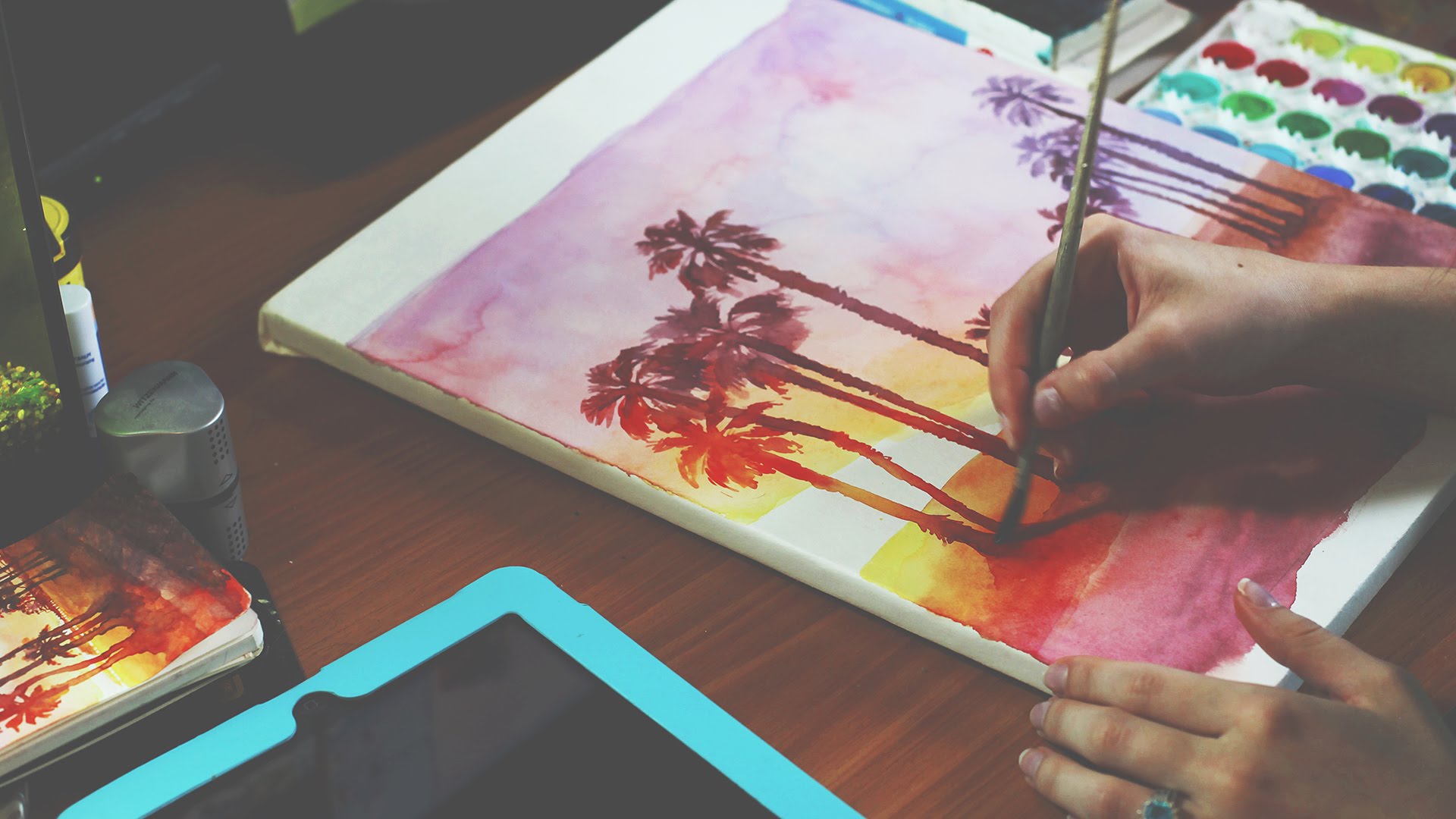 1920x1080 Speed Up Painting Of Santa Monica Landscape In Watercolor - Painting Santa Monica