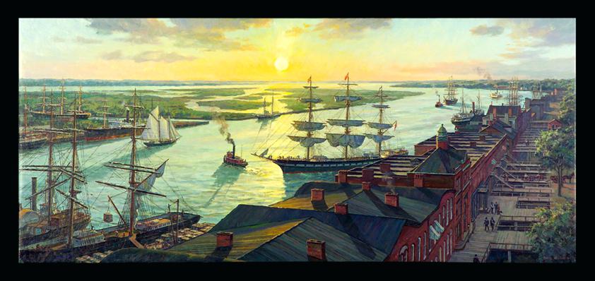 842x398 Painters Savannah Ga River Street River Street Oil Painting - Painting Savannah Ga