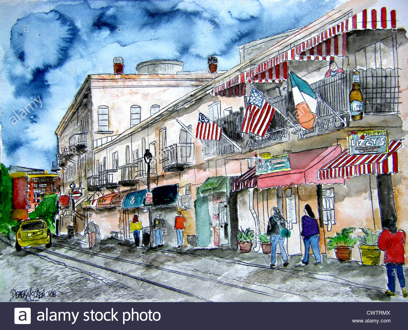 1300x1053 Savannah Georgia Ga Usa United States Flag Patriotic Art - Painting Savannah Ga
