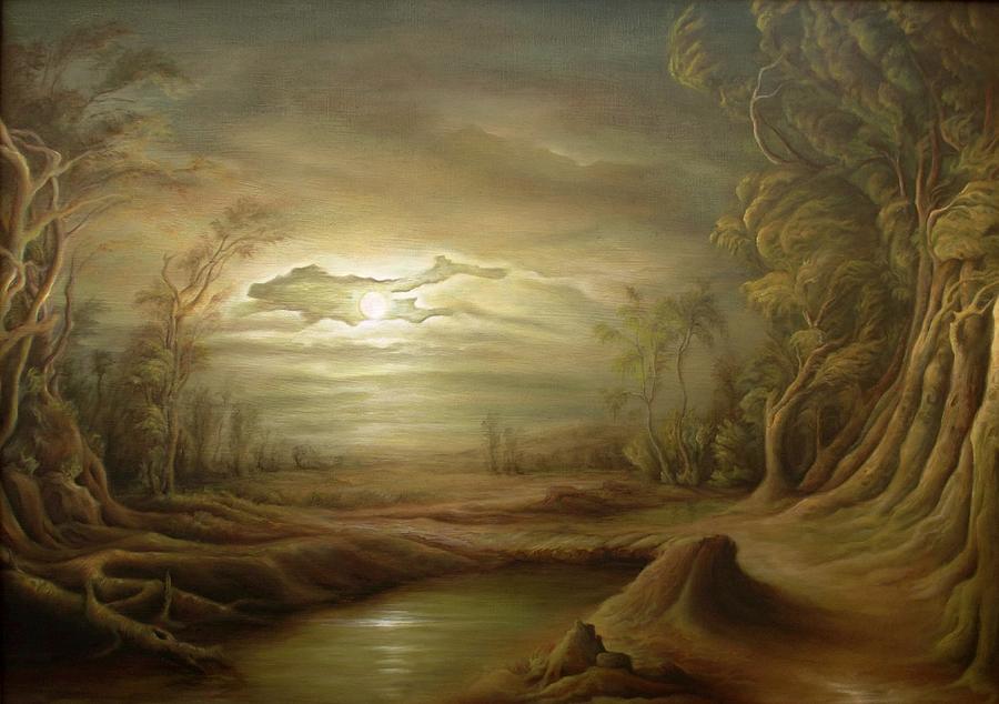 900x634 Night Scene Painting By Dan Scurtu - Painting Scene