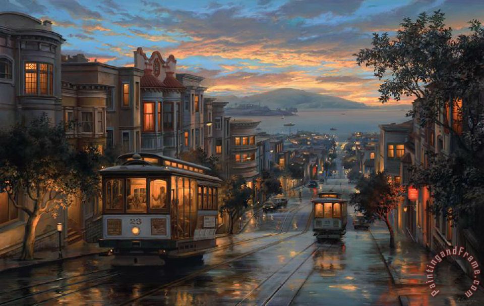 960x606 Collection Street Night Scene Painting - Painting Scene