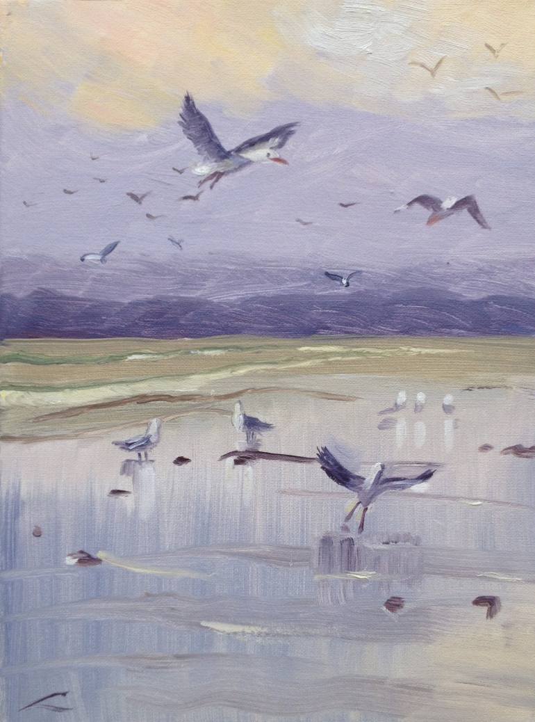 770x1038 Saatchi Art Seagulls Painting By Elena Sokolova - Painting Seagulls