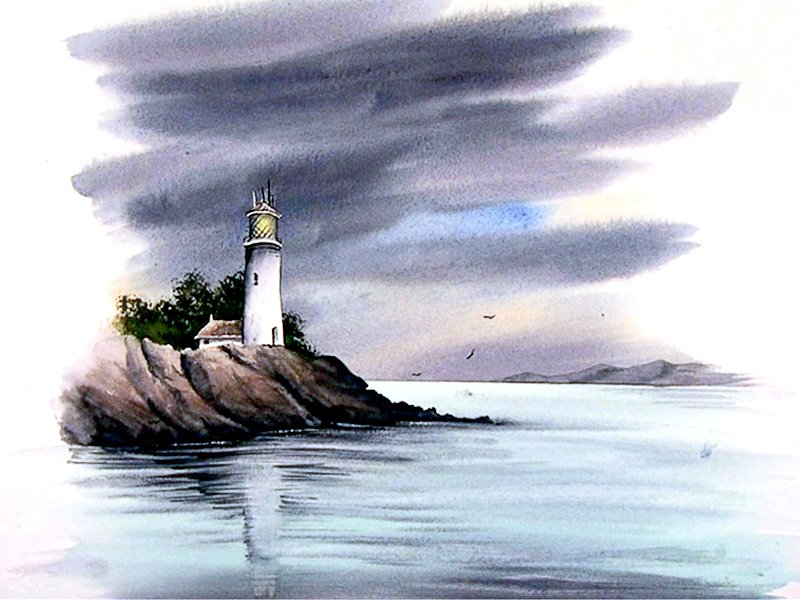 800x600 Watercolour Tutorial Paint An Atmospheric Lighthouse Seascape - Painting Seascapes In Watercolour